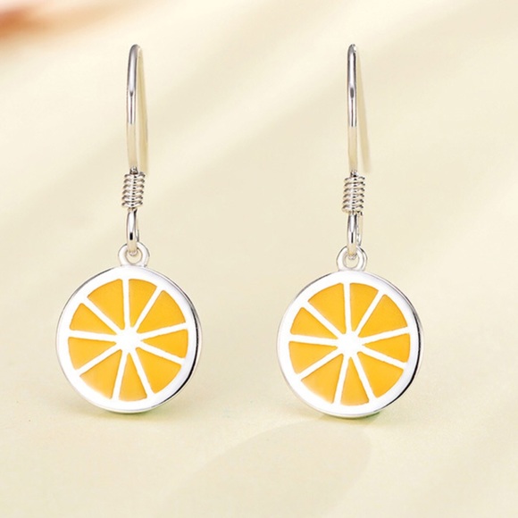 🌷 STERLING SILVER (925) LEMON EARRINGS - Picture 3 of 6